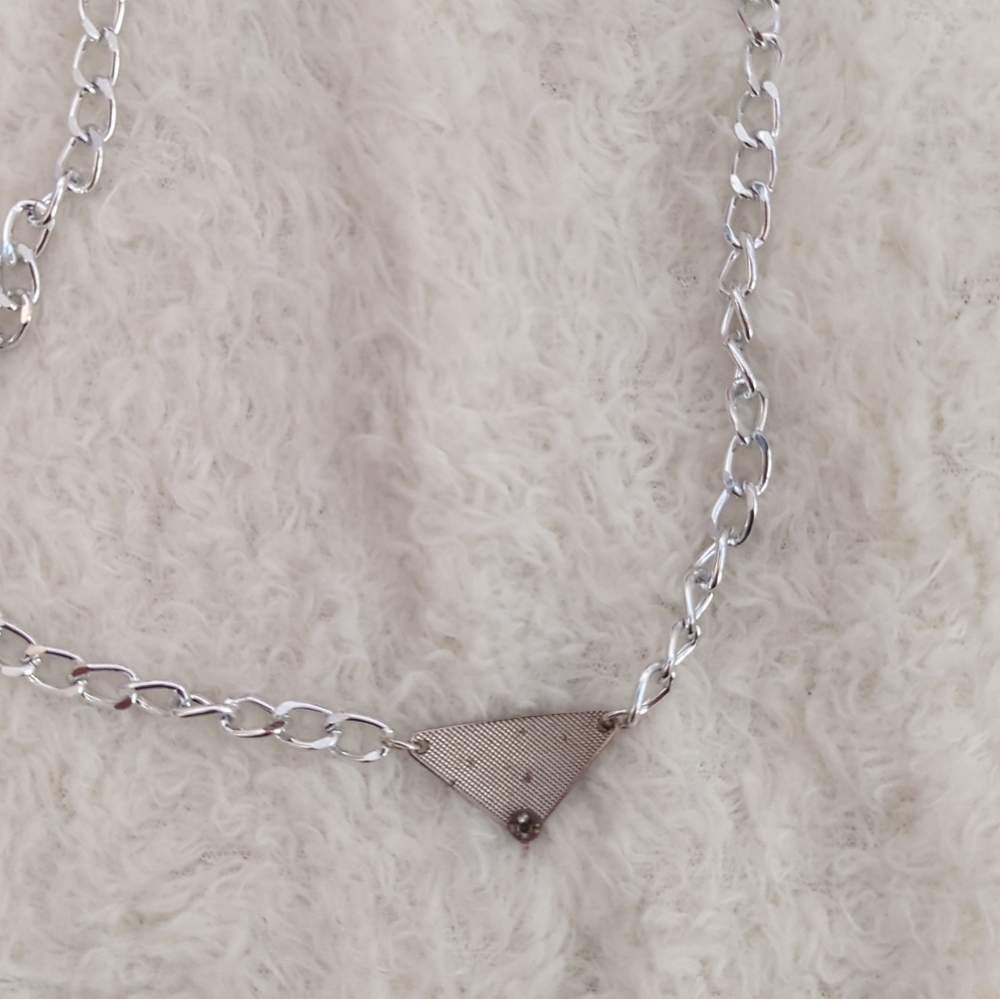 Prada Silver Necklace Upcycled Authentic Prada Charm With Toggle Clasp Trendy - Picture 5 of 6